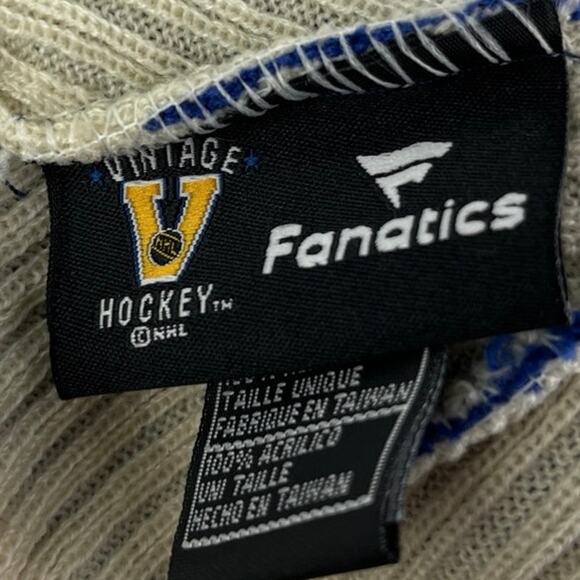 Fanatics New York Islanders NHL Vintage Hockey Pom Pom Cuff Knit Beanie Hat OS - Picture 4 of 5